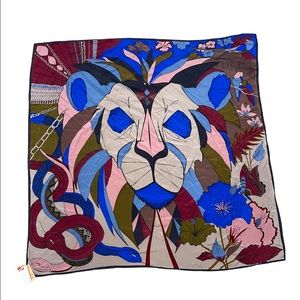 Beck Sonder Gaard Silk Lion Snake Jungle Large Scarf NWT Rare Print